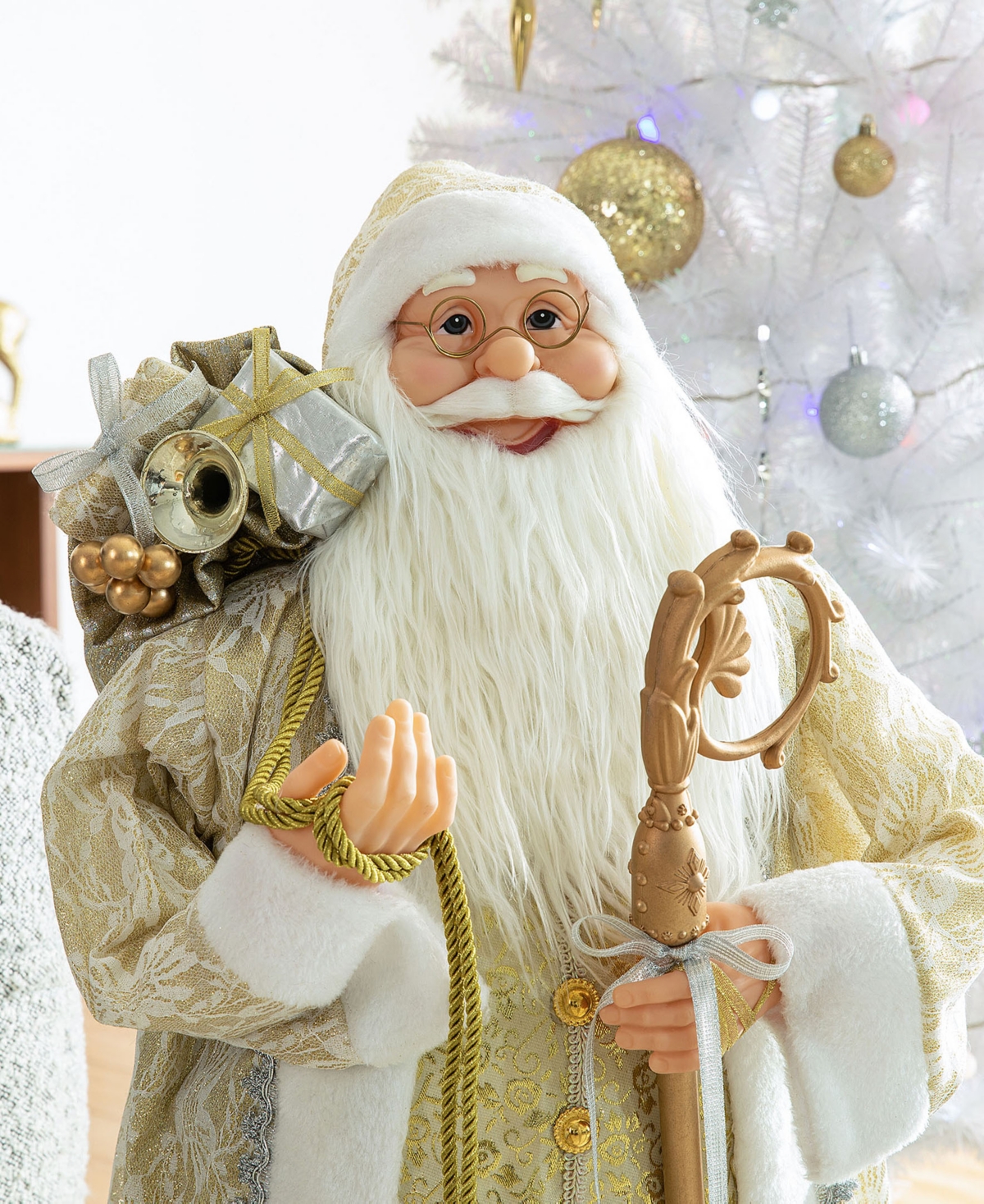 Glitzhome 35 H Oversized Christmas Elegant Santa Figurine In Multi