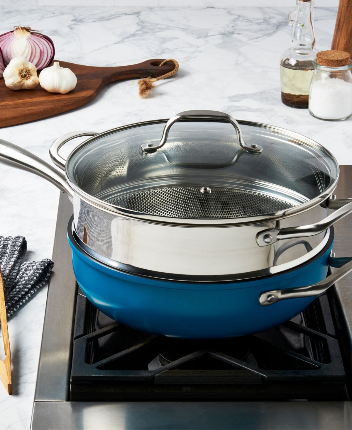 Denmark Tools For Cooks 3-pc. Aluminum Favorite Saute Steamer Pan In Blue