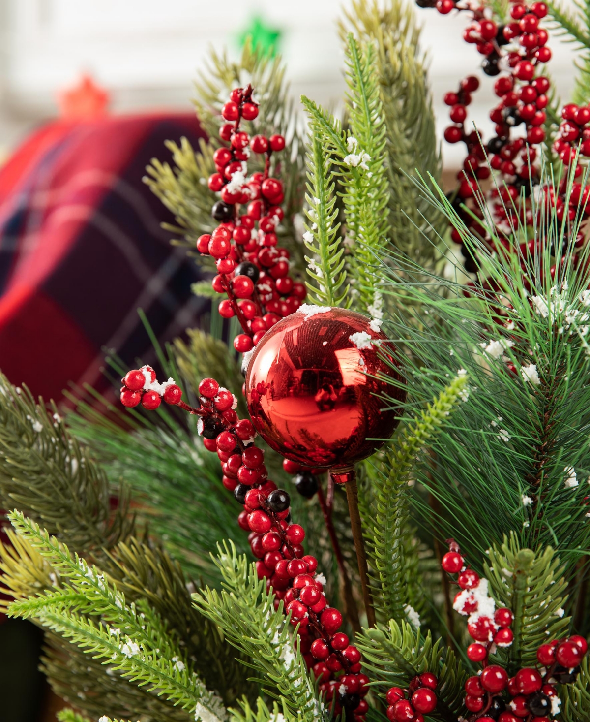 Glitzhome 35 H Christmas Poinsettia Floral Potted Porch Tree