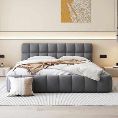 Queen Fabric Upholstered Platform Bed