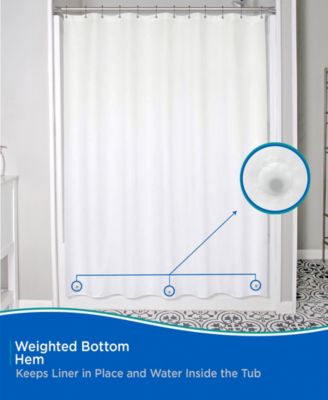 Medium Weight Peva Shower Curtain Liner and Beaded Roller Ring Set