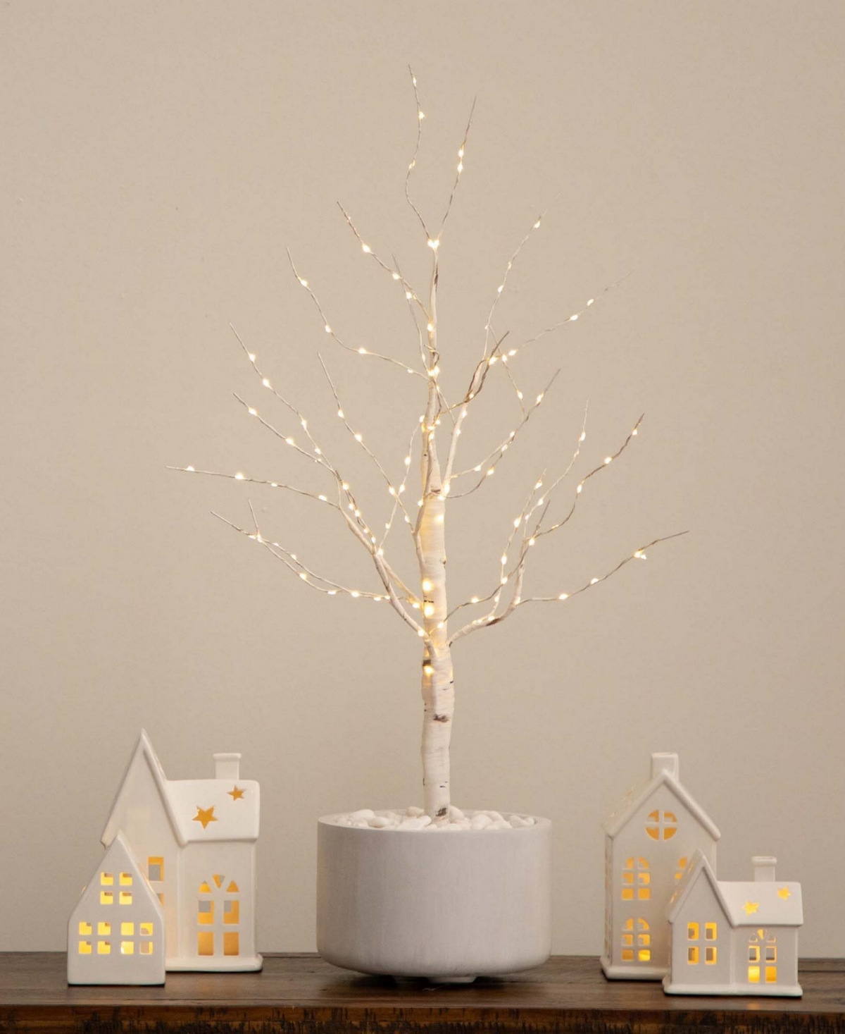 Nearly Natural 3ft. Pre-Lit ArtificialBirch Tree with 120 WarmLed Lights - White