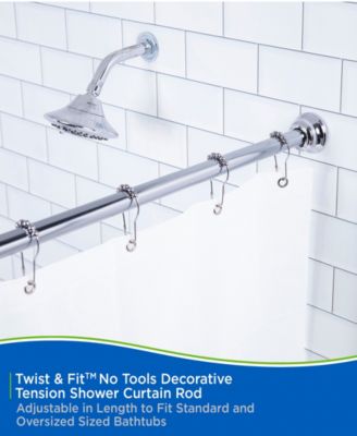 Twist Fit™ No Tools Decorative Shower Curtain Rod, 42-72"