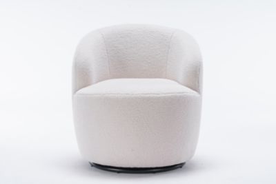 Teddy Fabric Swivel Barrel Chair with Metal Ring