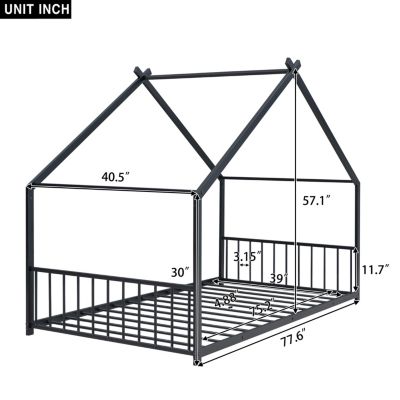 Streamdale Twin Size Metal House Bed, Black