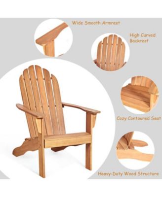 Acacia Wood Outdoor Adirondack Chair with Ergonomic Design