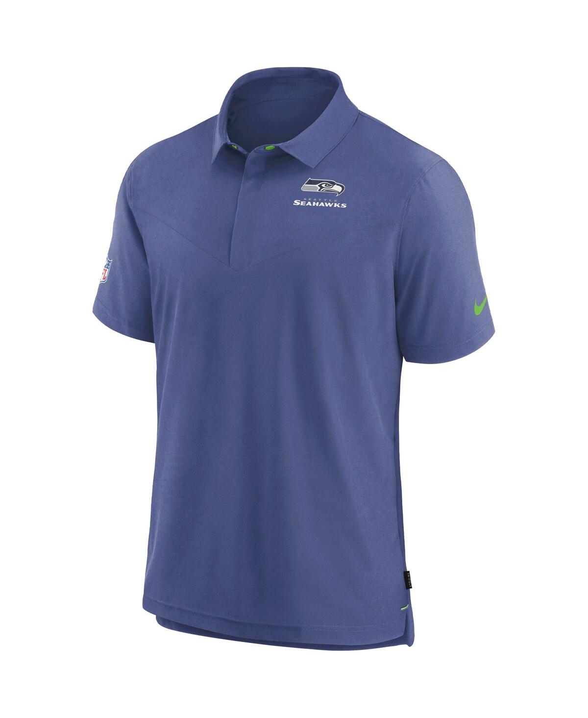 Nike Men's College Navy Seattle Seahawks Sideline Lockup Performance Polo In Navy,neon Green