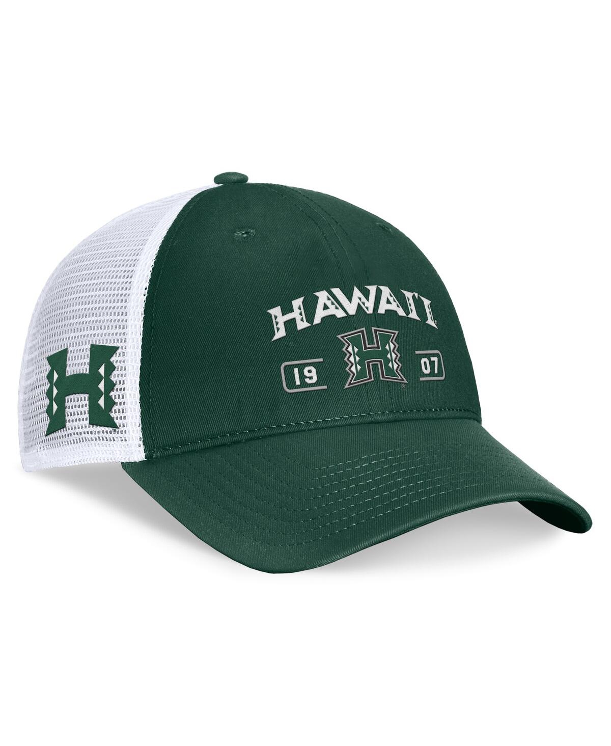 Men's Green/White Hawaii Rainbow Warriors Free Kick Trucker Adjustable Hat - Green, White