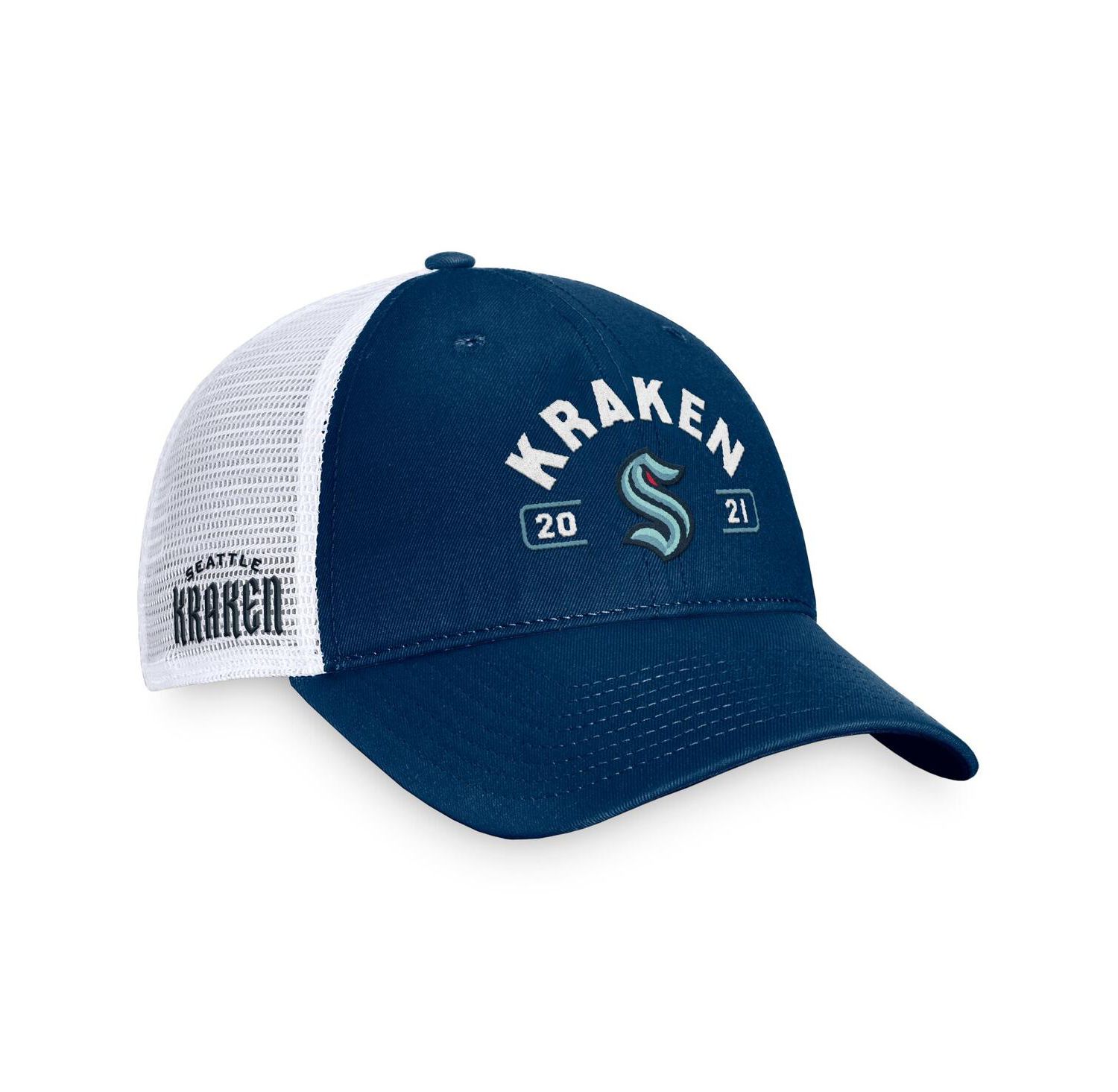 Men's Deep Sea Blue/White Seattle Kraken Free Kick Trucker Adjustable Hat