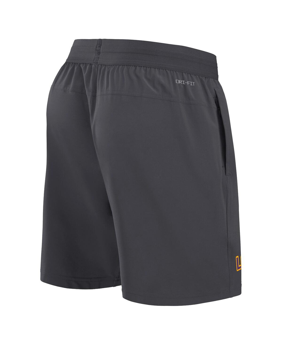 Nike Men's Anthracite Lsu Tigers 2024 Sideline Performance Shorts In Anthracite,purple
