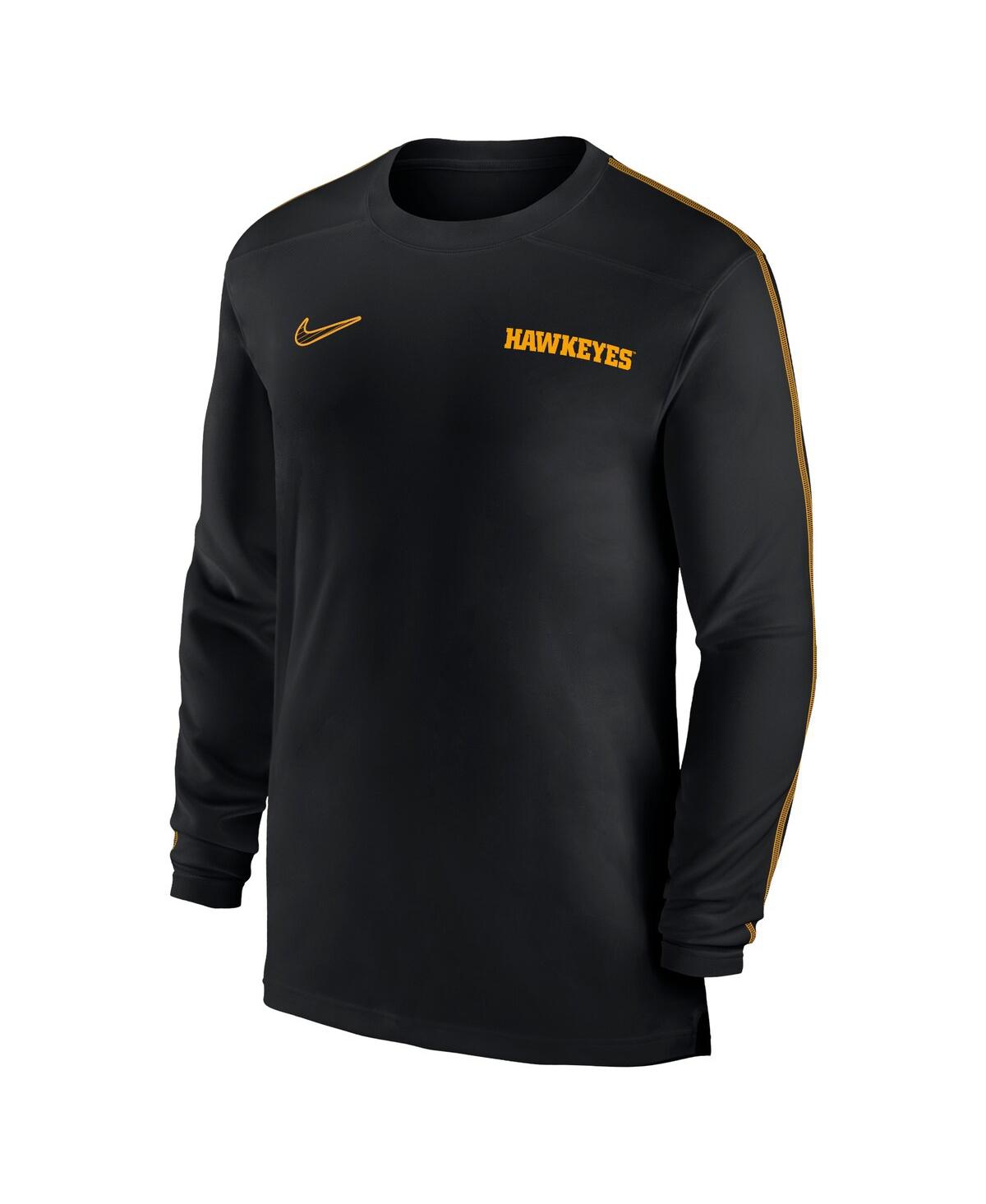 Nike Men'sIowa Hawkeyes 2024 Sideline Coach Uv Performance Long Sleeve T-Shirt - Black, Gold
