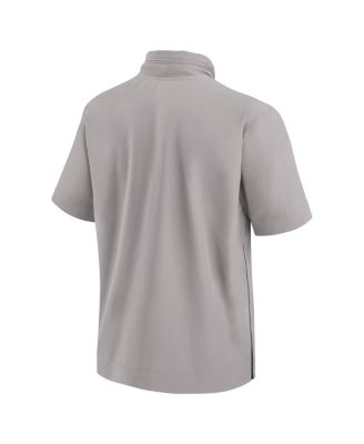 Men's Pewter USC Trojans 2024 Sideline Coach Short Sleeve Half-Zip Hoodie Jacket