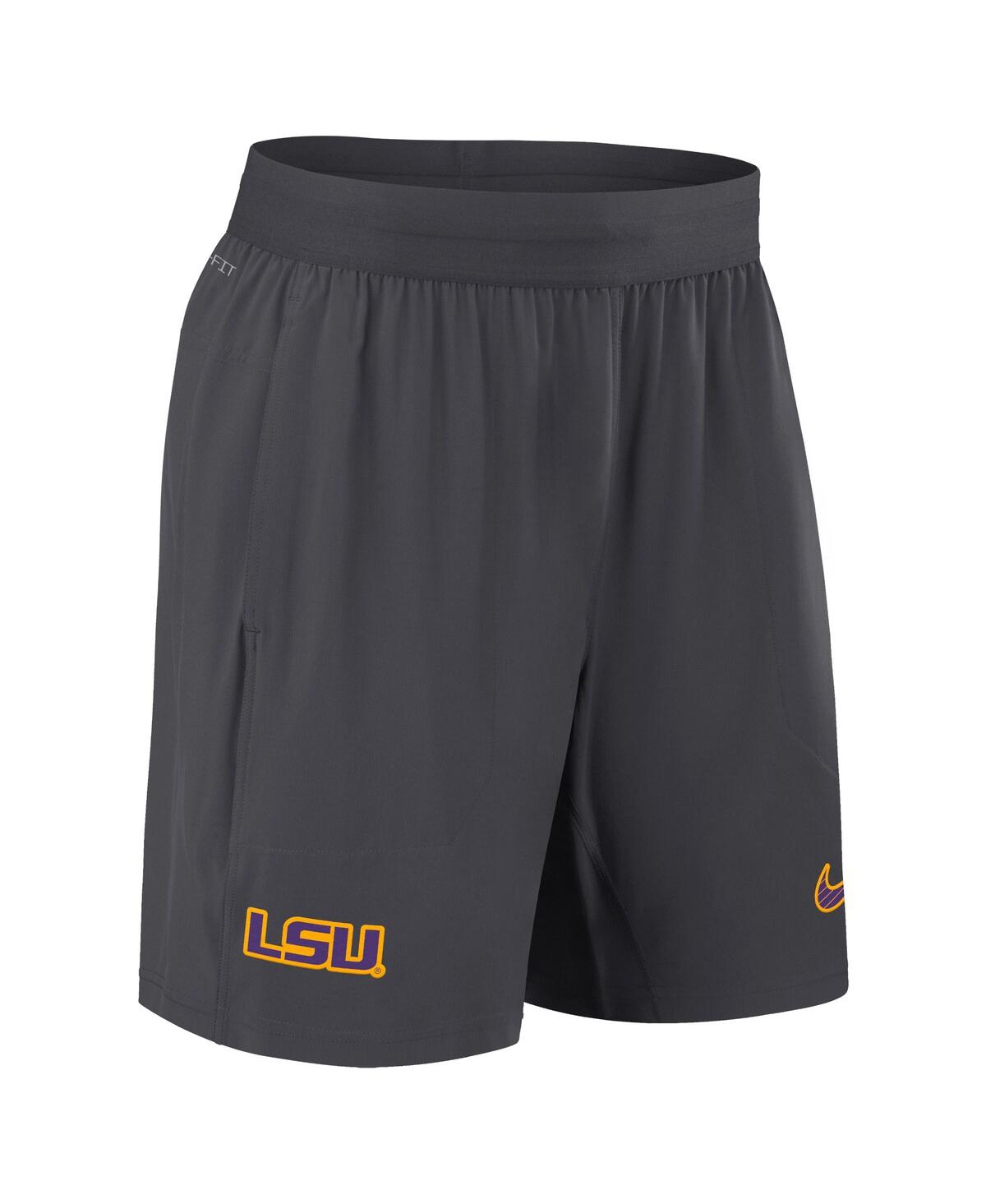 Nike Men's Anthracite Lsu Tigers 2024 Sideline Performance Shorts In Anthracite,purple