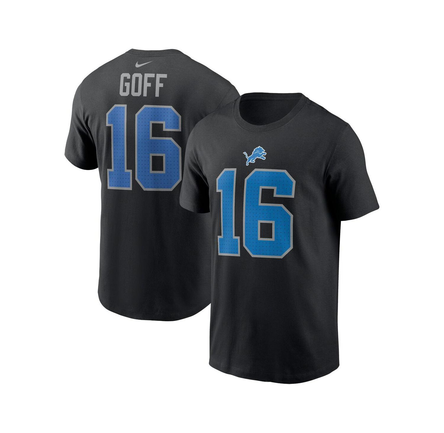 Men's Jared Goff Black Detroit Lions Name & Number T-Shirt