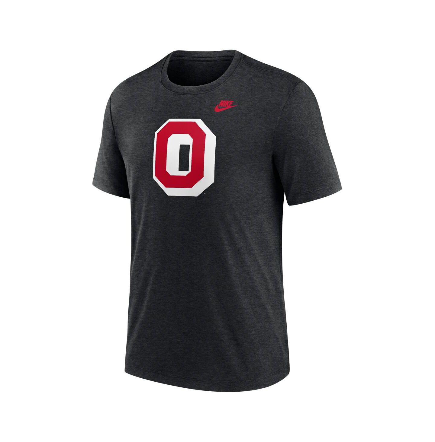 Мужская футболка Nike Ohio State Buckeyes Blitz Evergreen Legacy Primary Tri-Blend, цвет: Меланжевый чёрный — фото 2