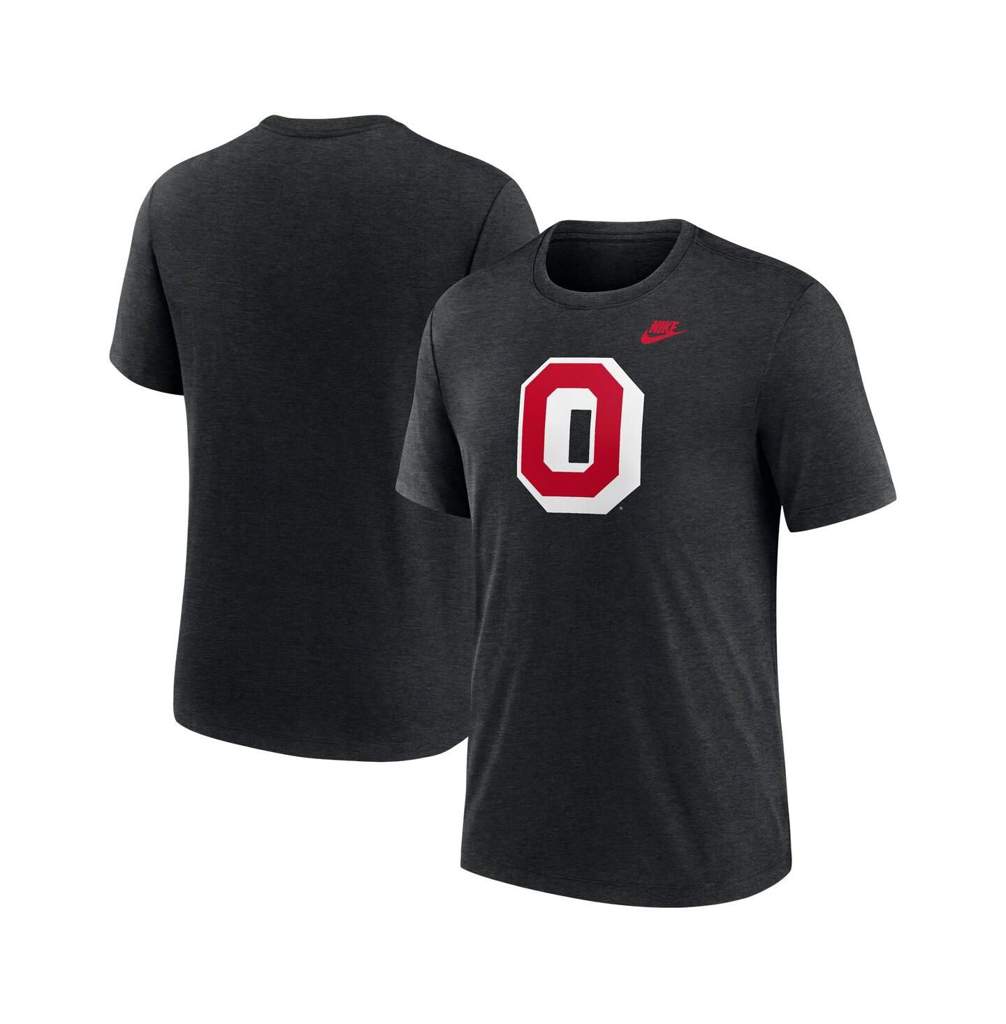 Мужская футболка Nike Ohio State Buckeyes Blitz Evergreen Legacy Primary Tri-Blend, цвет: Меланжевый чёрный — фото 1