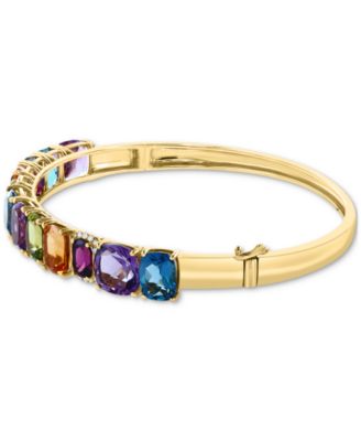EFFY&reg; Multi-Gemstone (18-7/8 ct. t.w.) & Diamond (1/6 ct. t.w.) Bangle Bracelet in 14k Gold