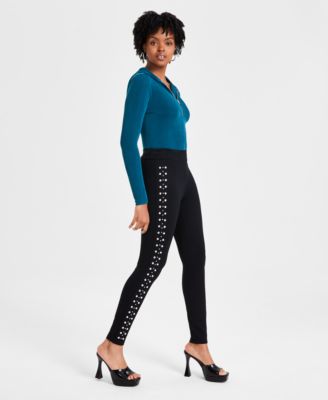Women's Three-Row Studded Pont&eacute;-Knit Leggings, Created for Macy's