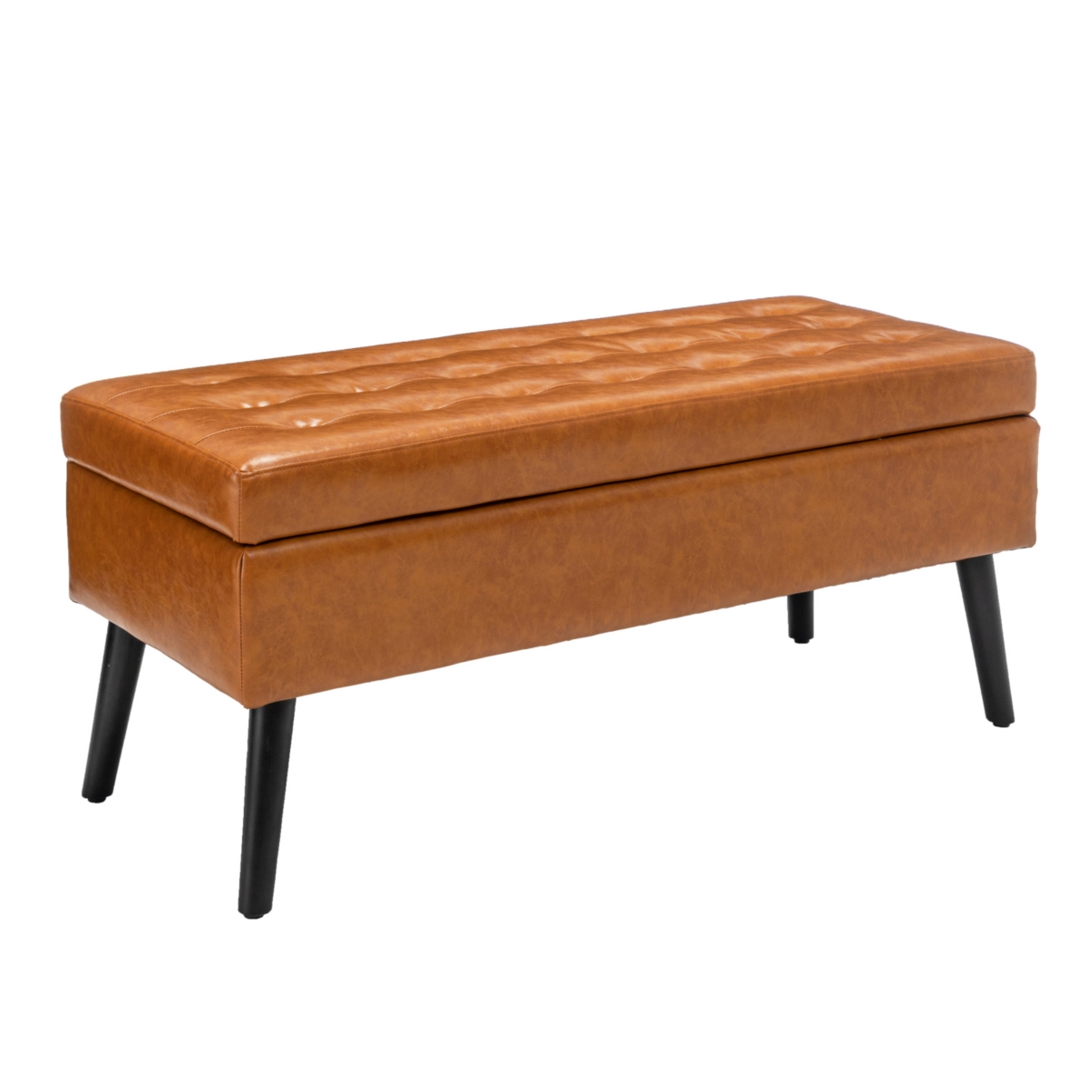 Tufted Beige Storage Bench with Spacious Hidden Compartment