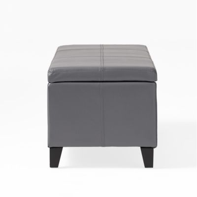 upholstered design with hidden storage is offered as a stylish storage ottoman