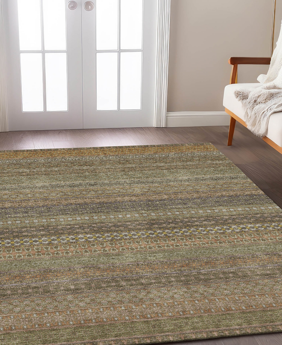 Dalyn Trevi Washable Tv3 2'3"x7'6" Runner Area Rug In Khaki