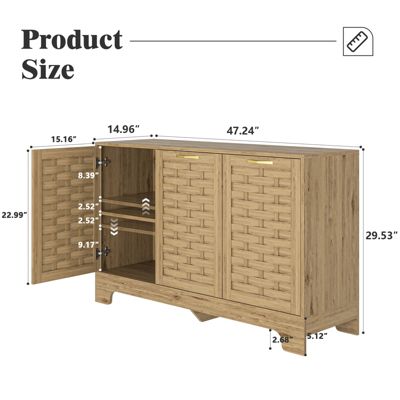 Premium Woven Wood Armoire with Ample Storage and Solid Stability