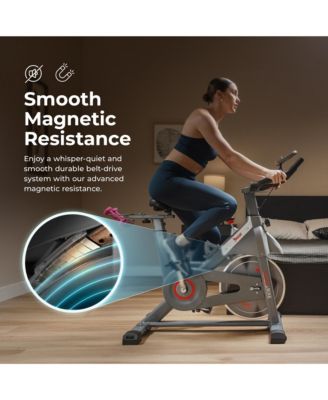 Smart Indoor Cycling Magnetic Resistance Exercise Bike with Pulse Sensor, Dumbbell Holder, Bluetooth Connectivity with SunnyFit App