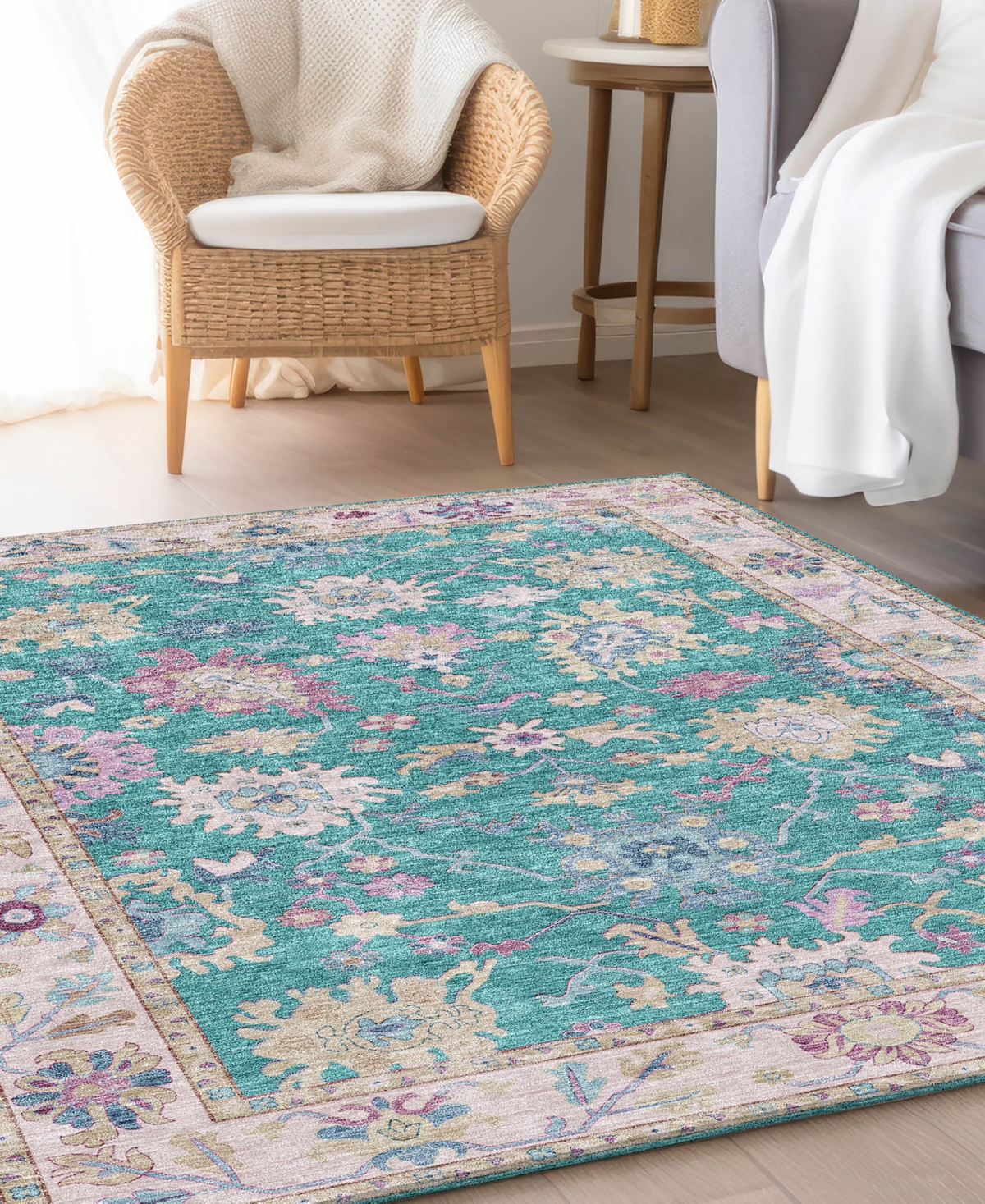 Dalyn Hatay Washable Hy7 8'x10' Area Rug In Teal