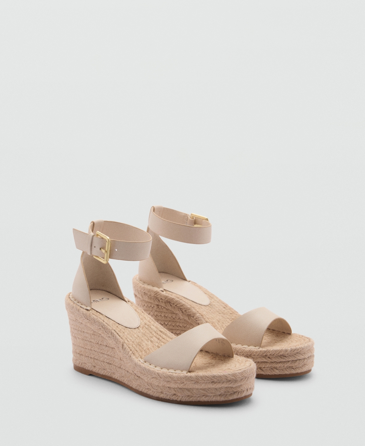 Mango Wedge Buckle Sandals Ecru In Ecru