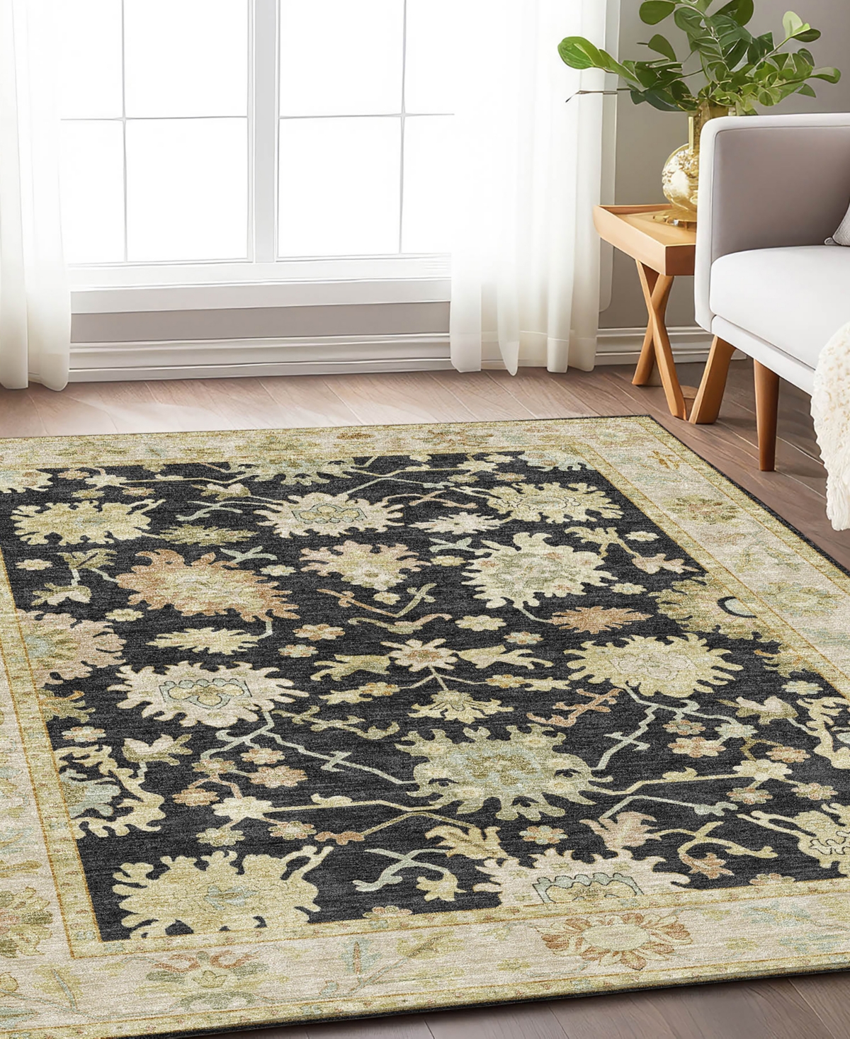 Dalyn Hatay Washable Hy2 8'x10' Area Rug In Black