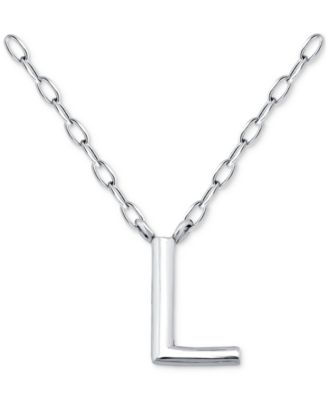 Initial L Pendant Necklace in Sterling Silver, 16" + 2" extender