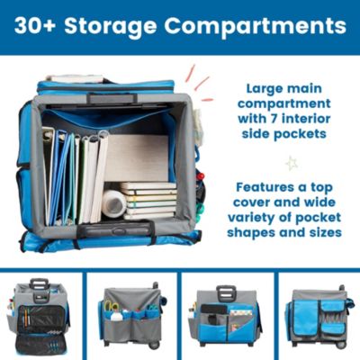 Universal Rolling Cart and Canvas Organizer - Blue/Grey