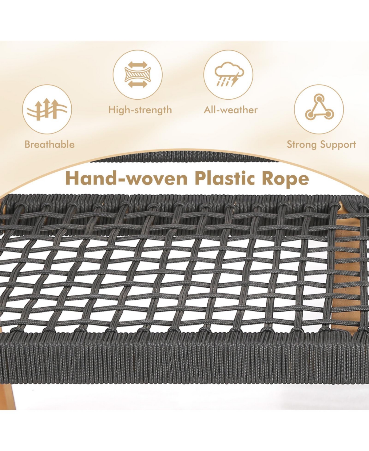 Slickblue Outdoor Acacia Wood Bench with Backrest and Armrests