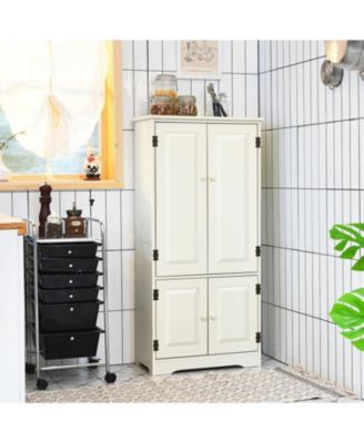 Accent Floor Storage Cabinet with Adjustable Shelves Antique 2-Door-Cream White