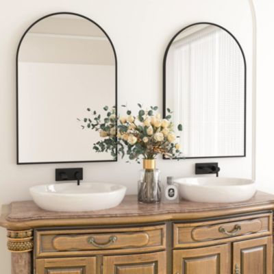 Arched Wall Mounted Mirror 20"x30" in Black
