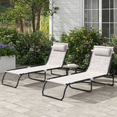 2 Chaise Lounge Pool Chairs, Folding, Reclining