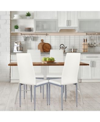 Set of 4 PVC Leather Dining Chairs with Solid Metal Legs for Kitchen or Dining Room