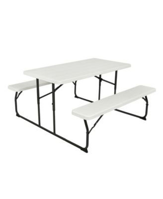 Indoor and Outdoor Folding Picnic Table Bench Set with Wood-like Texture