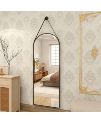 Arched Wall Mounted Mirror 16"x48" in Black