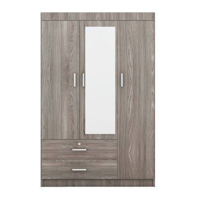 Streamdale 3-Door Mirror Wardrobe with shelves, Gray