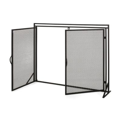 Streamdale Matte Black Modern Iron Fireplace Screen with Access Doors