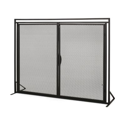 Streamdale Matte Black Modern Iron Fireplace Screen with Access Doors