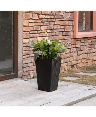 Charming Rattan-Style Planter Trio with Self-Drainage