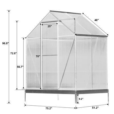 Premium Greenhouse Polycarbonate and Aluminum Frame, Sliding Door