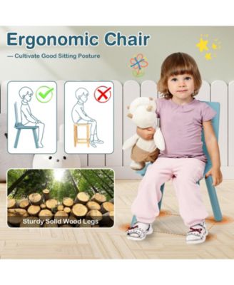 5 Pieces Kids Wooden Activity Play Furniture Set with Building Blocks