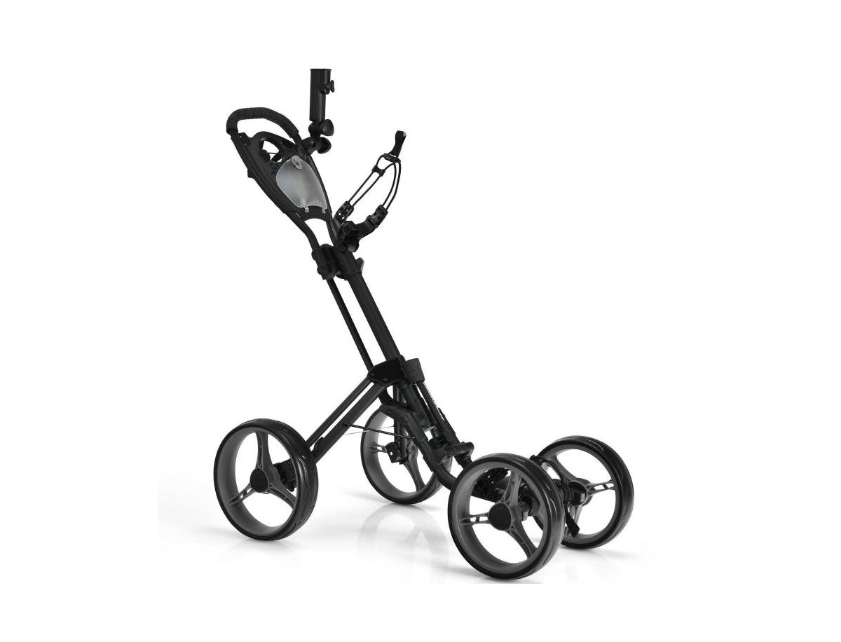 Slickblue 4 Wheel Golf Push Cart with Brake Scoreboard Adjustable Handle
