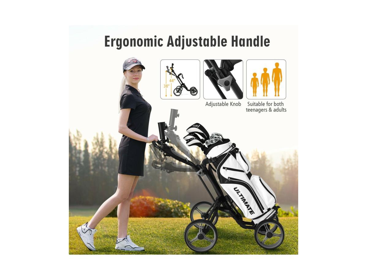 Slickblue 4 Wheel Golf Push Cart with Brake Scoreboard Adjustable Handle