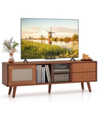 Bamboo TV Stand for TV up to 65 Inch-Brown