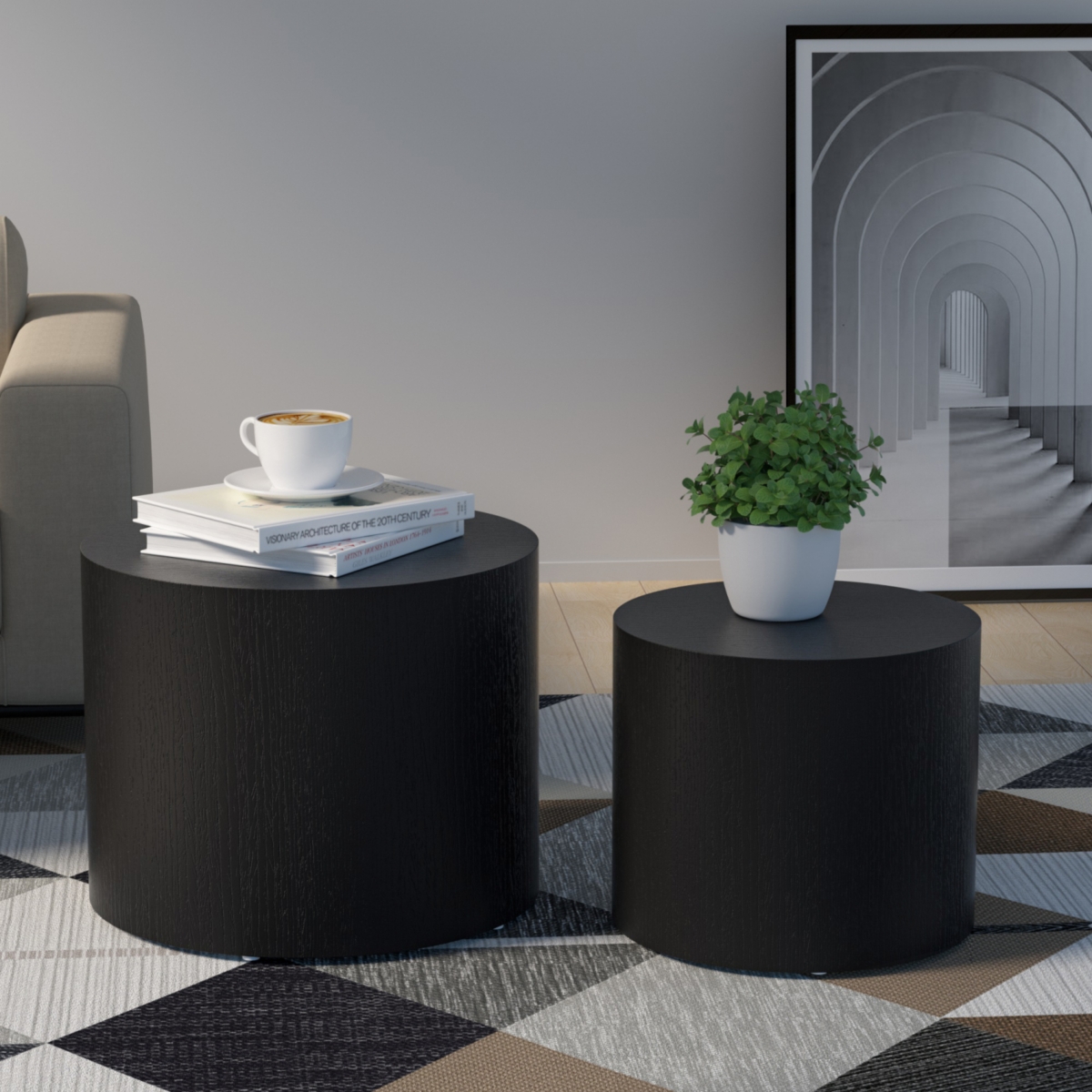 Streamdale Furniture Black Oak Veneer Table Set for Any Room