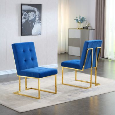 Streamdale  Set of 2  Velvet Upholstery with Gold Metal Base Tufted, Modern Style Dining Chair